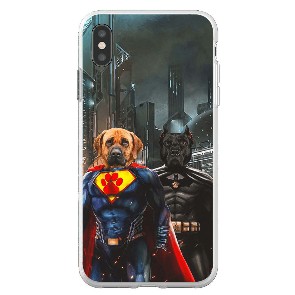 Funda personalizada para teléfono con 2 mascotas &#39;Superdog &amp;amp; Batdog&#39;