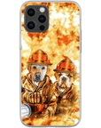 Funda personalizada para teléfono con 2 mascotas 'Los Bomberos'