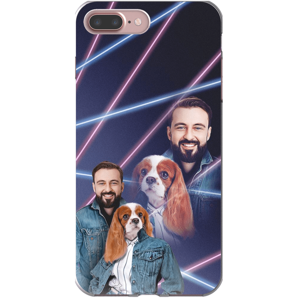 Funda para teléfono personalizada Lazer Portrait Pet (femenino)/humano (masculino) de los años 80