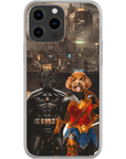 Funda personalizada para teléfono con 2 mascotas 'Batdog &amp; Wonder Doggette'