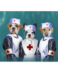 Lienzo personalizado con 3 mascotas de pie 'The Nurses'