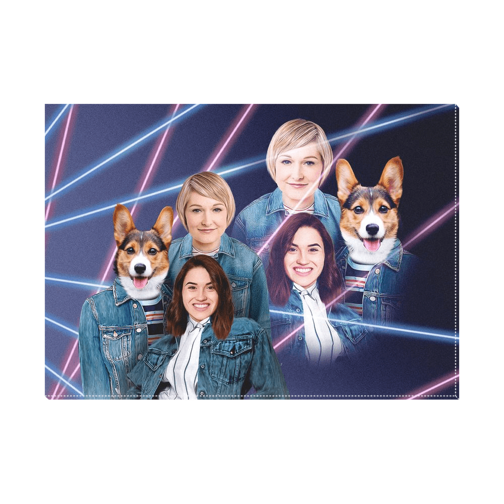 Lienzo de pie personalizado &#39;1980s Lazer Portrait 1 Pet/Humans(Hembras)&#39;