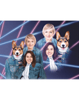 Lienzo de pie personalizado '1980s Lazer Portrait 1 Pet/Humans(Hembras)'