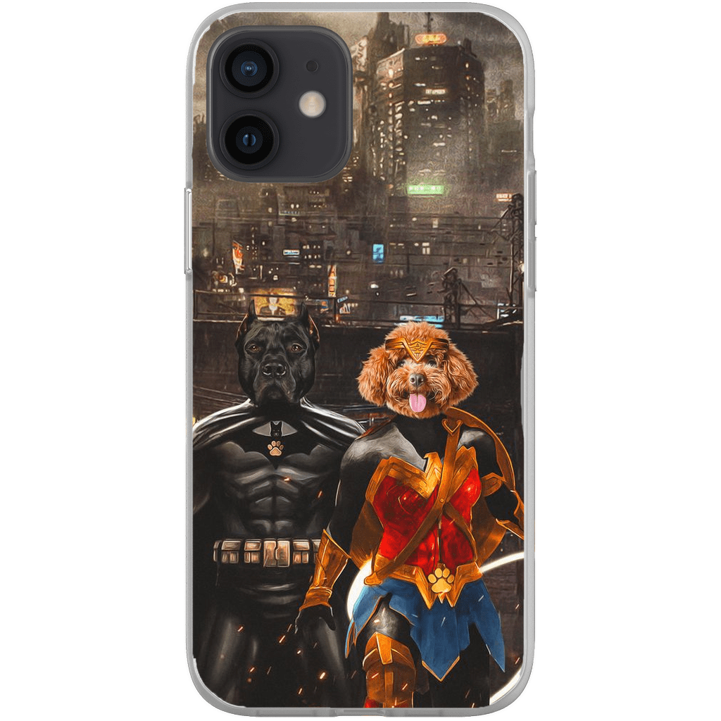 Funda personalizada para teléfono con 2 mascotas &#39;Batdog &amp;amp; Wonder Doggette&#39;