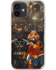 Funda personalizada para teléfono con 2 mascotas 'Batdog &amp; Wonder Doggette'