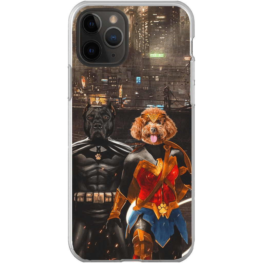 Funda personalizada para teléfono con 2 mascotas &#39;Batdog &amp;amp; Wonder Doggette&#39;