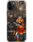 Funda personalizada para teléfono con 2 mascotas 'Batdog &amp; Wonder Doggette'