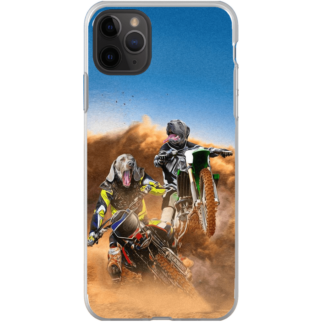 Funda personalizada para teléfono con 2 mascotas &#39;The Motocross Riders&#39;