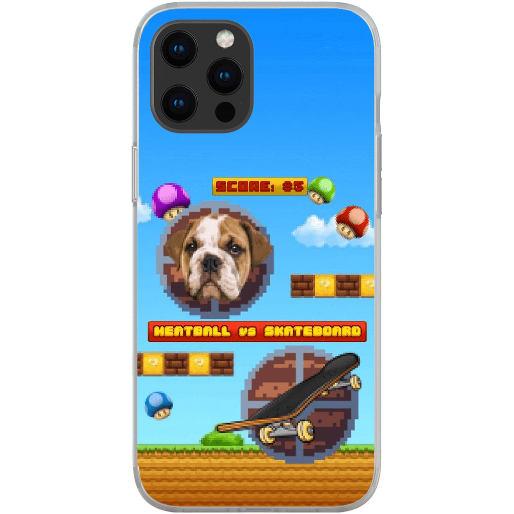 Funda de teléfono para mascotas personalizada con videojuego retro