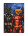 Lienzo de pie personalizado para 2 mascotas 'Batdog &amp; Flash Doggo'