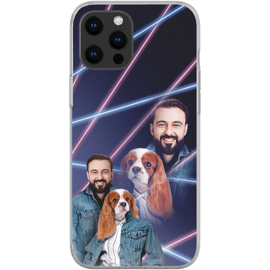 Funda para teléfono personalizada Lazer Portrait Pet (femenino)/humano (masculino) de los años 80