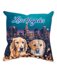 Cojín personalizado para 2 mascotas 'Doggos of Los Angeles'