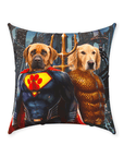 Cojín personalizado para 2 mascotas 'Superdog &amp; Aquadog'