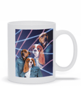 Taza personalizada con 2 mascotas '1980s Lazer Portrait'