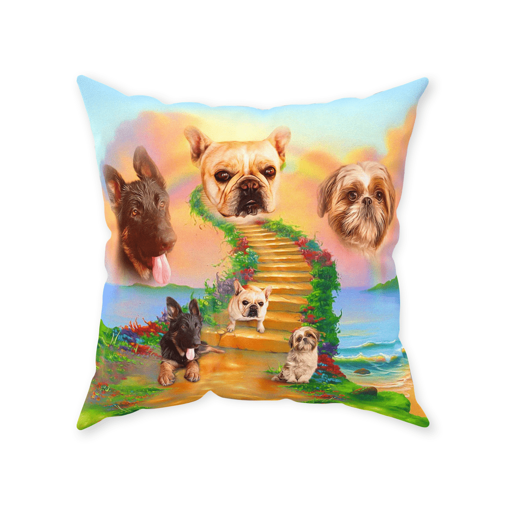 Cojín personalizado para 3 mascotas &#39;The Rainbow Bridge 3 Pet&#39;