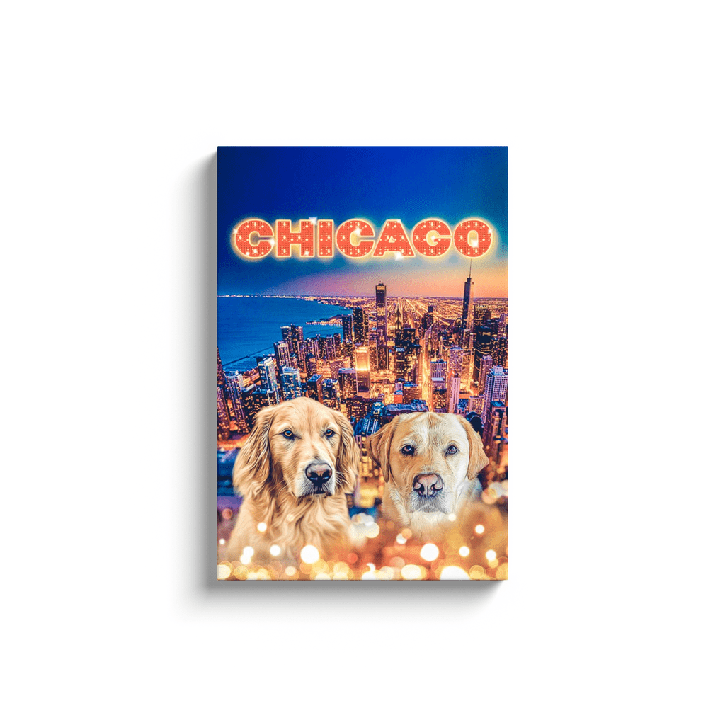 Lienzo personalizado para 2 mascotas &#39;Doggos Of Chicago&#39;