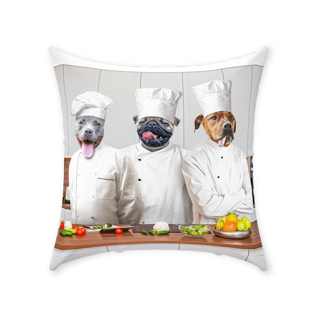 Cojín personalizado con 3 mascotas &#39;The Chefs&#39;