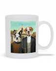 Taza personalizada para 2 mascotas 'American Pawthic'