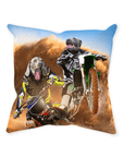 Cojín personalizado para 2 mascotas 'The Motocross Riders'