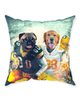 Cojín personalizado para 2 mascotas 'Green Bay Doggos'