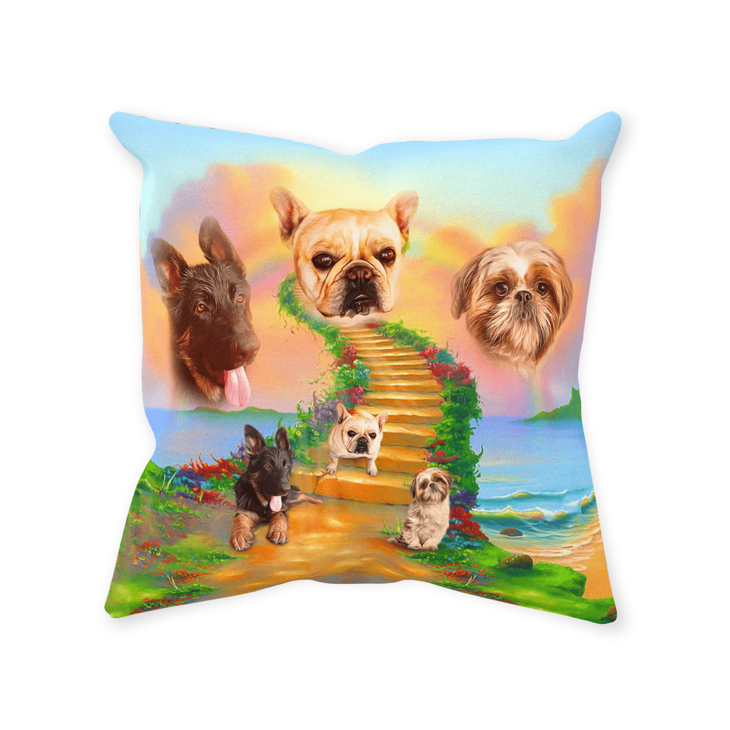 Cojín personalizado para 3 mascotas &#39;The Rainbow Bridge 3 Pet&#39;