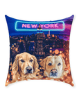 Cojín personalizado para 2 mascotas 'Doggos of New York'