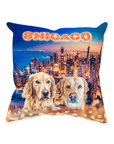 Cojín personalizado para 2 mascotas 'Doggos of Chicago'