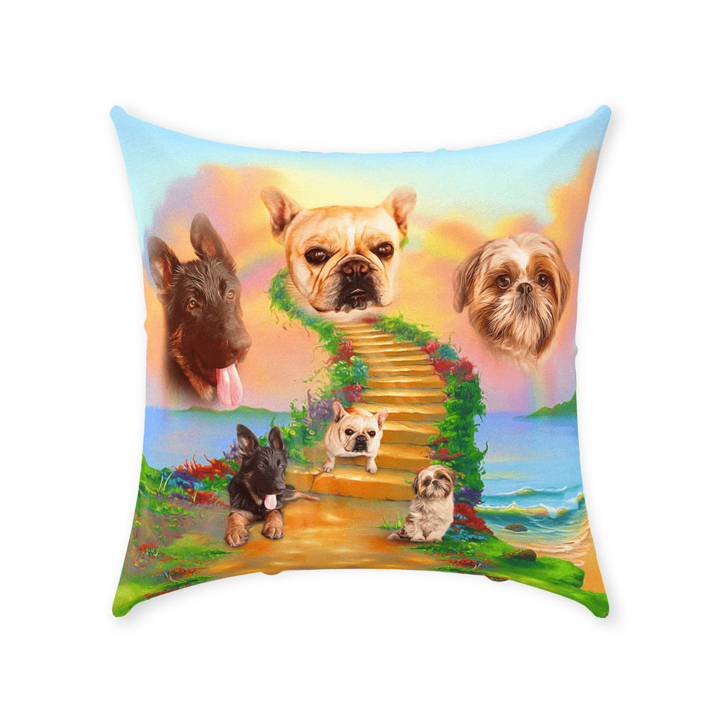 Cojín personalizado para 3 mascotas &#39;The Rainbow Bridge 3 Pet&#39;