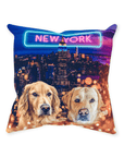 Cojín personalizado para 2 mascotas 'Doggos of New York'