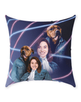 Cojín personalizado 'Retrato Lazer de los años 80 mascota (masculino)/humano (femenino)'