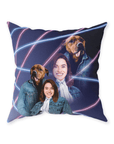 Cojín personalizado 'Retrato Lazer de los años 80 mascota (masculino)/humano (femenino)'