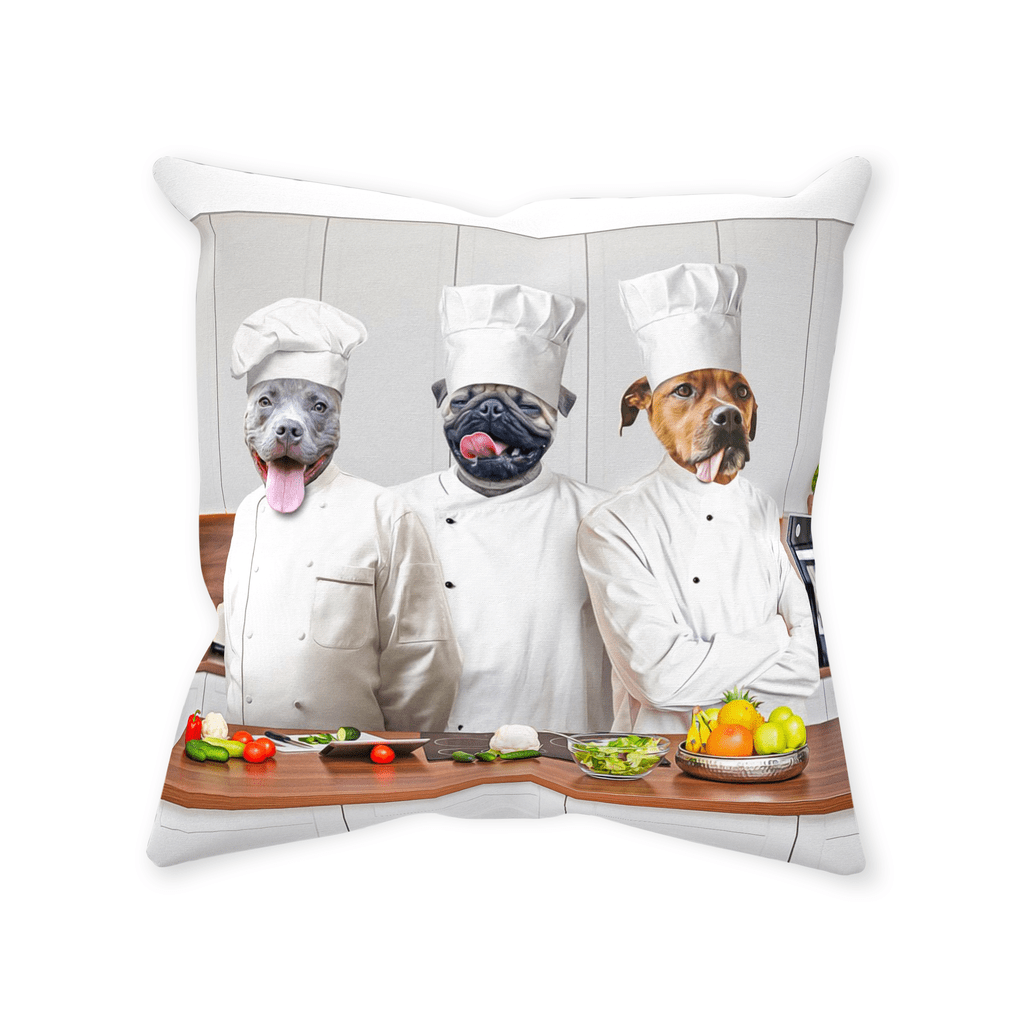 Cojín personalizado con 3 mascotas &#39;The Chefs&#39;