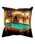 Cojín personalizado para 4 mascotas 'The Pool Players'