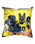 Cojín personalizado para 2 mascotas 'Michigan Doggos'