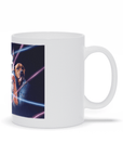 Taza personalizada con 3 mascotas 'Retrato Lazer de los años 80 (2 hembras/1 macho)'