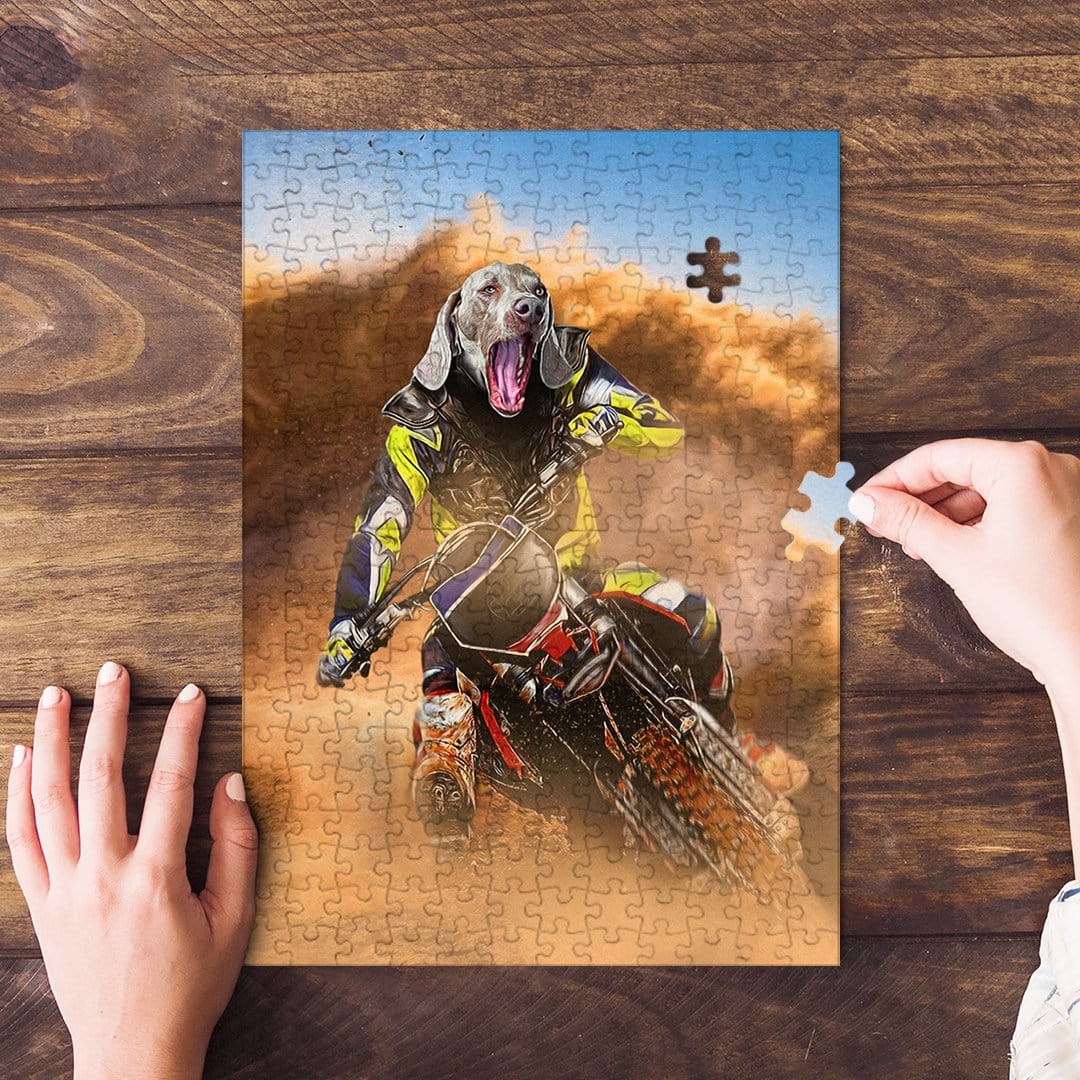 Puzzle personalizado para mascotas &#39;El piloto de motocross&#39;