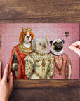 Rompecabezas personalizado de 3 mascotas 'The Royal Ladies'